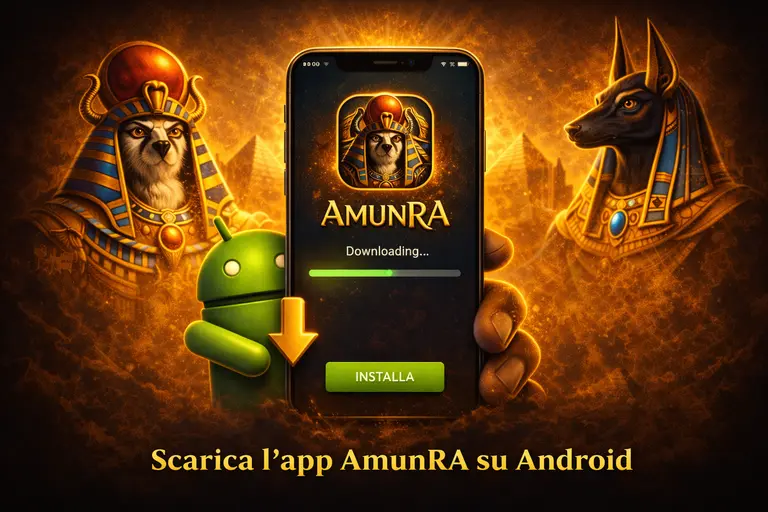 Installazione AmunRa su Android con download APK, abilitazione delle fonti sconosciute e configurazione dei permessi del dispositivo
