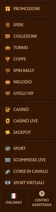 Struttura di navigazione del sito AmunRa con menu Casinò, Casinò Live, Sportsbook, Promozioni, Account e Supporto accessibili da ogni pagina